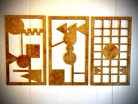 Shapeism Boho Modern Geometry Wood Wall Art | 3-Panel Set | Multiple Finishes
