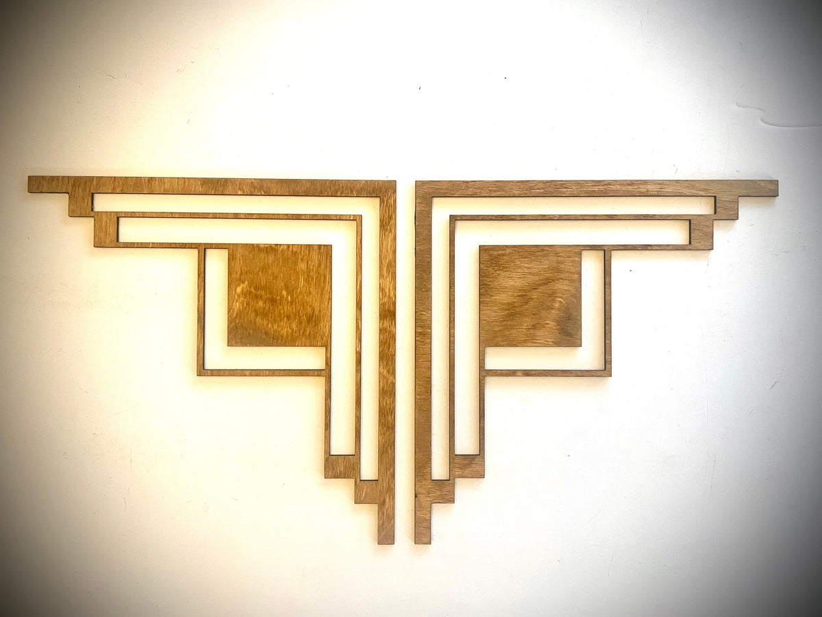 Art Deco Wood Corner Accent & Trim | Set of 2 | Multiple Sizes & Finishes | Style F