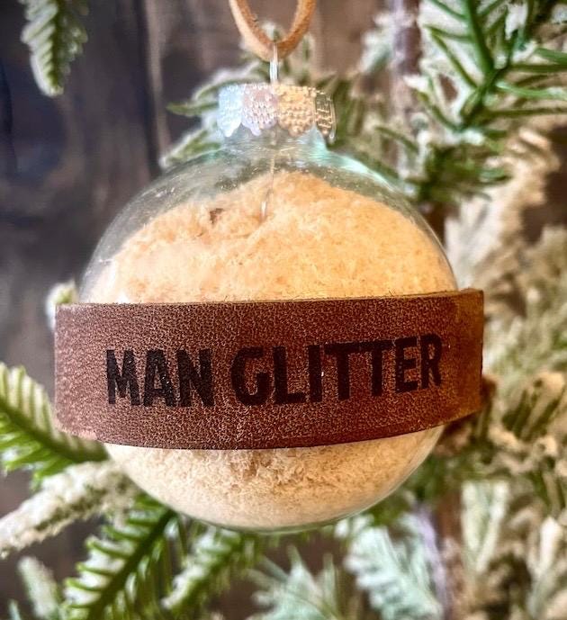Man Glitter Funny Wood Christmas Ornament | Gag Gift