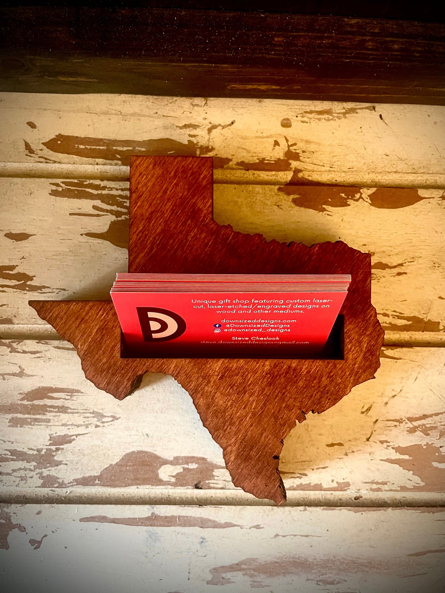 Texas Wood Business Card Holder | 12 Finishes | Office Gift