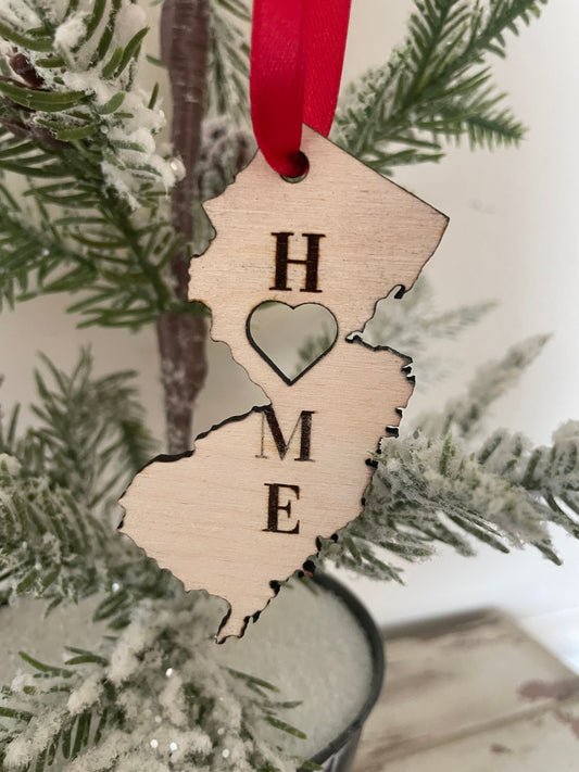 New Jersey HOME Wood Ornament & Gift Tag | 12 Finishes | State Pride Gift