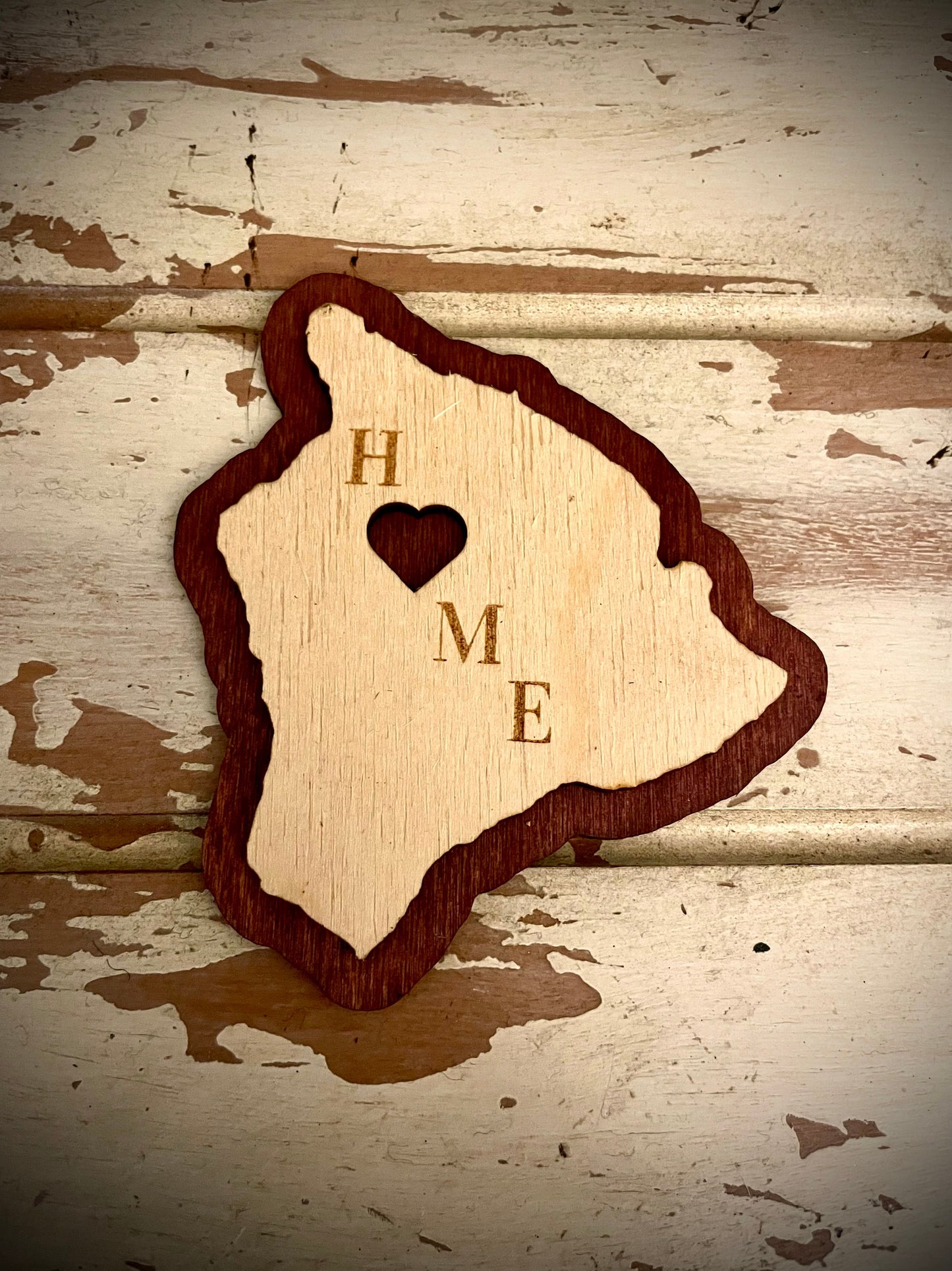Hawaii Big Island HOME 2-Layer Wood Refrigerator Magnet | 12 Finishes | State Pride Gift