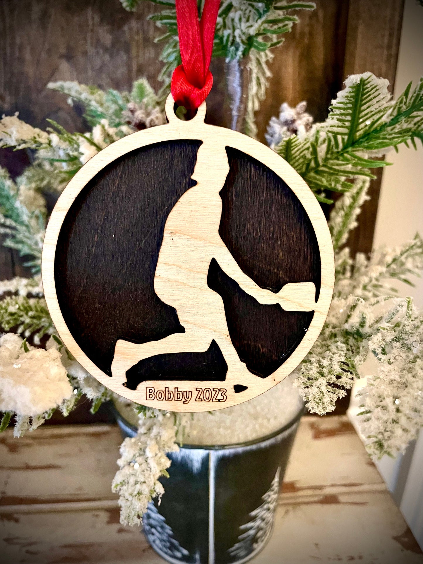 Pickleball Player Personalized 2-Layer Wood Christmas Ornament & Gift Tag | Multiple Finishes | Pickleball Gift (#2)