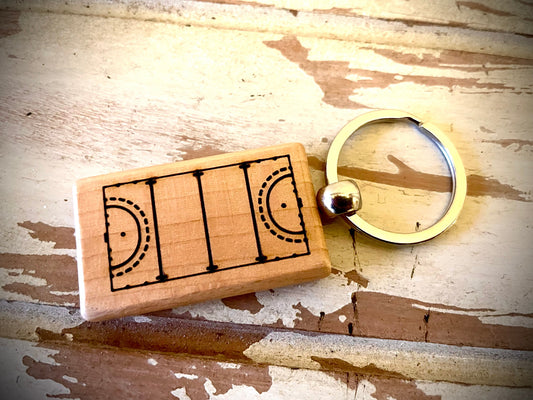 Field Hockey Field Wood Keychain | Team & Coach Gift | Laser Engraved