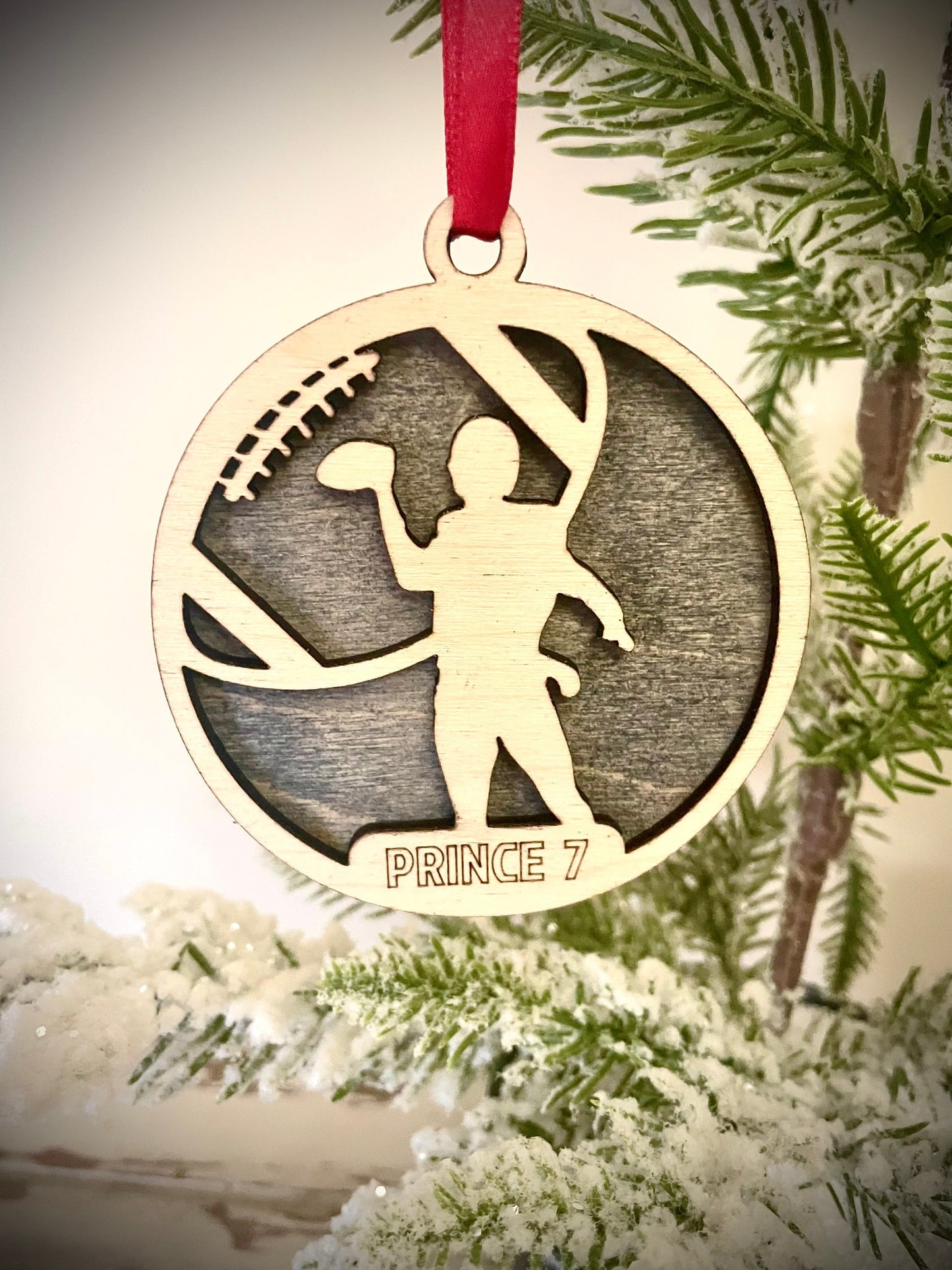 Football Player Personalized 2-Layer Wood Christmas Ornament & Gift Tag | Multiple Finishes | Football Gift (#7)