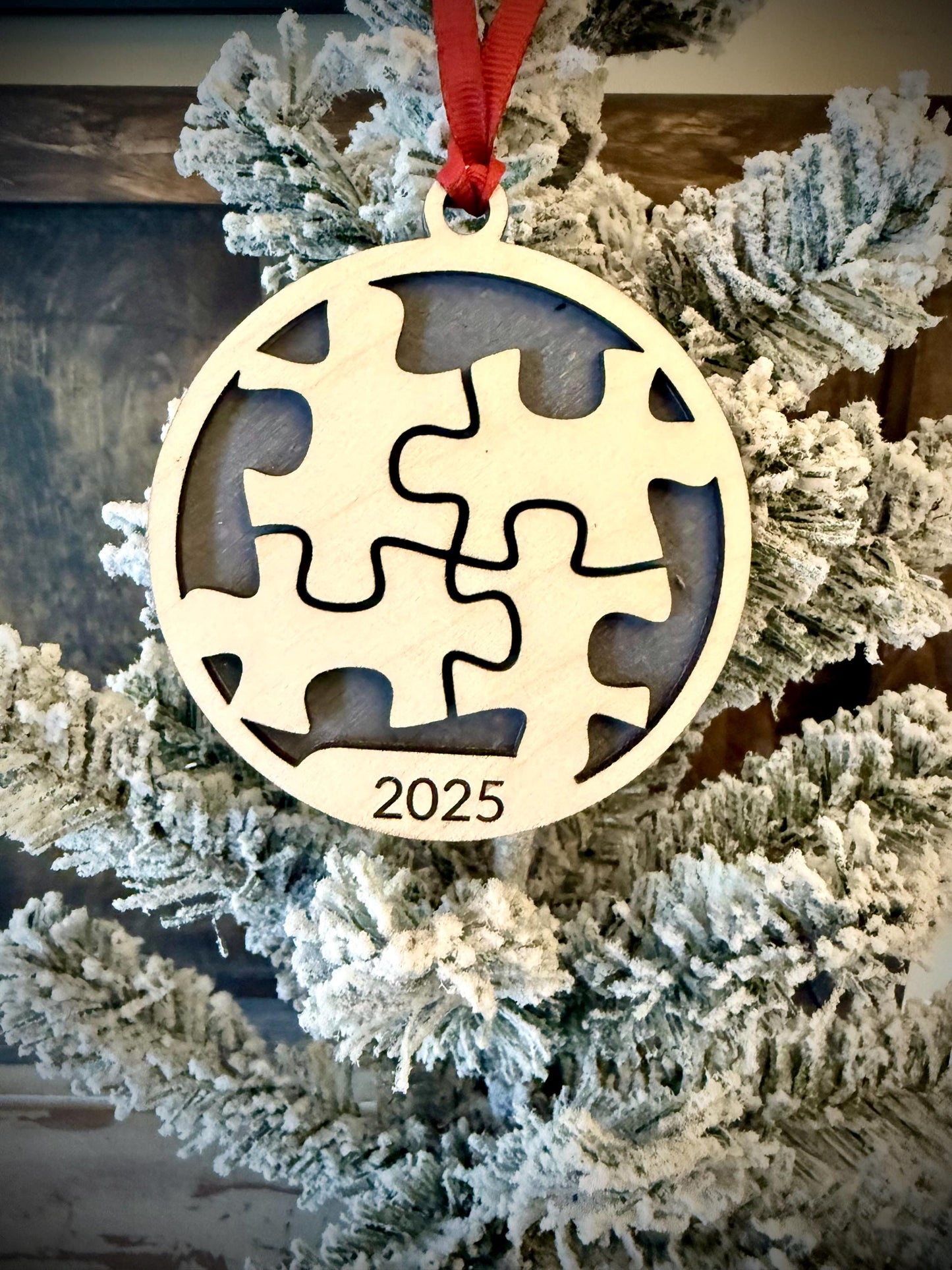 Jigsaw Puzzle Personalized 2-Layer Wood Christmas Ornament & Gift Tag | Multiple Finishes | Unique Gift