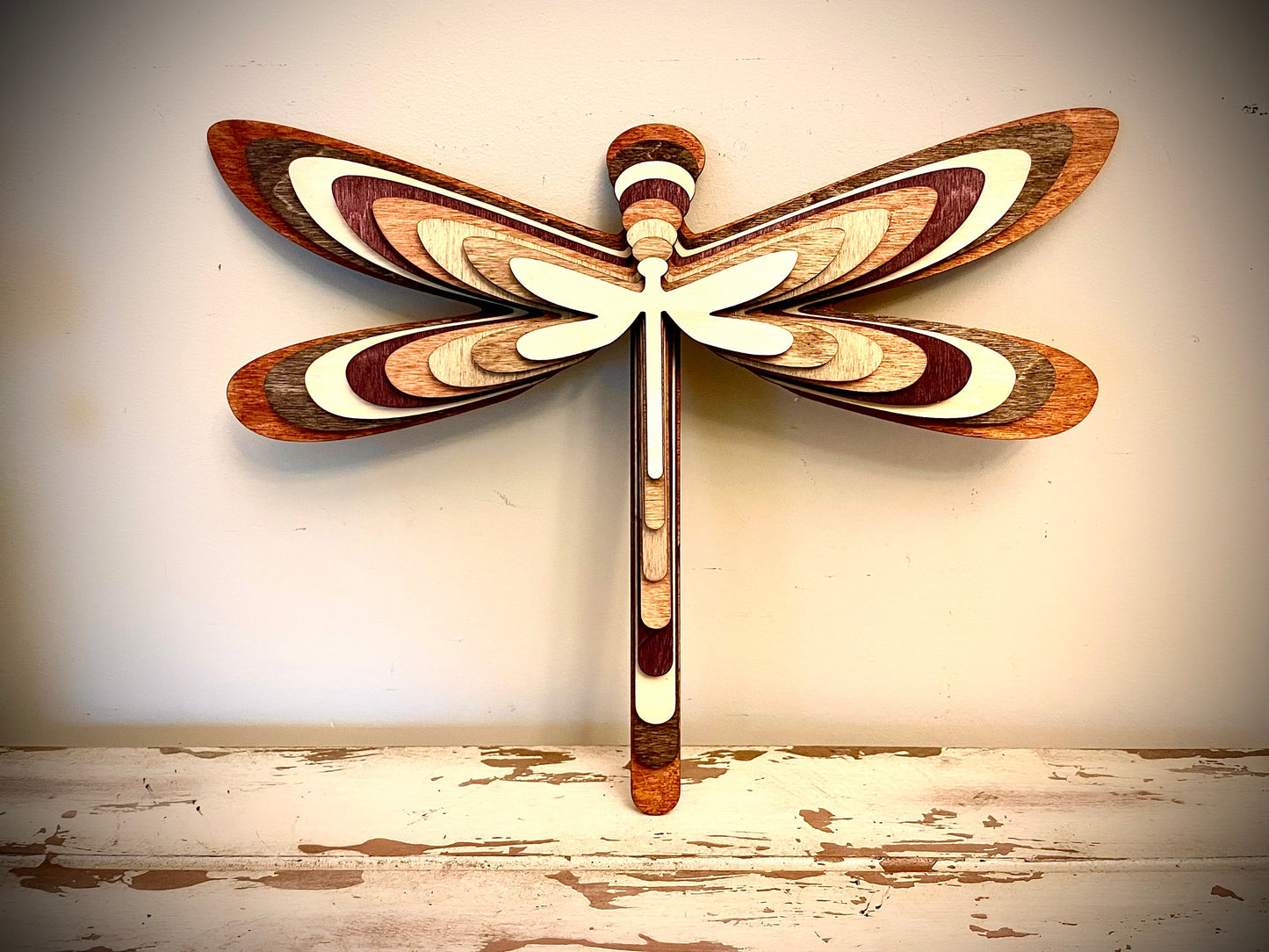 Stacked Dragonfly 3D Wood Table & Wall Art | Multi-Color