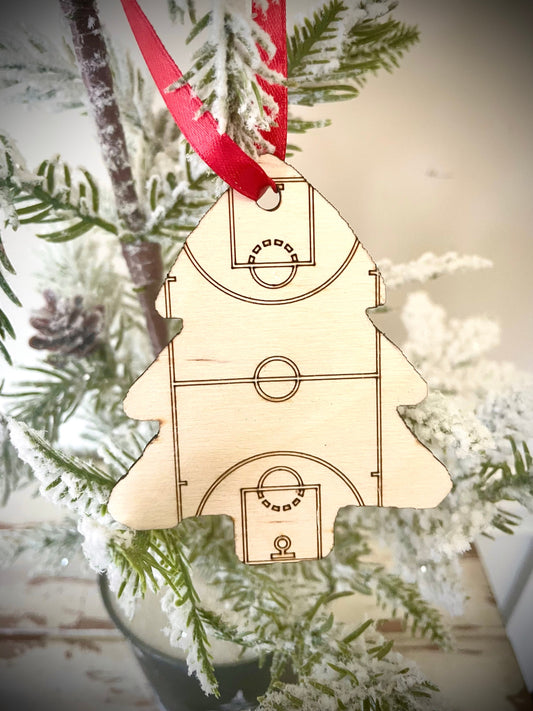 Basketball Court Wood Christmas Ornament & Gift Tag | Laser Engraved | Basketball Gift