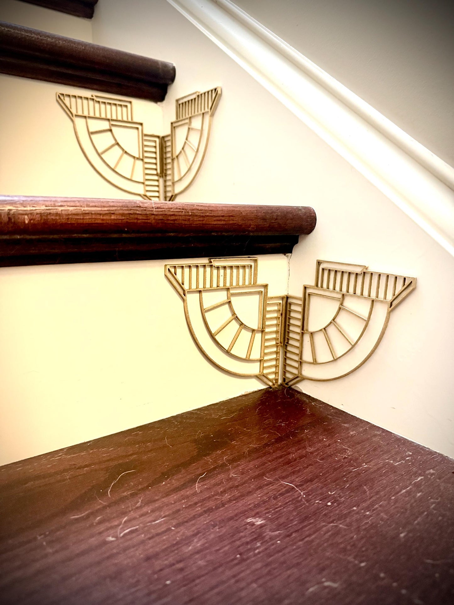 Art Deco art deco staircase accents / embellishments (set of 4) available in multiple finishes- style AA
