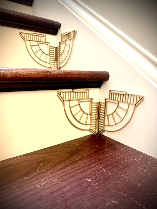 Art Deco art deco staircase accents / embellishments (set of 4) available in multiple finishes- style AA