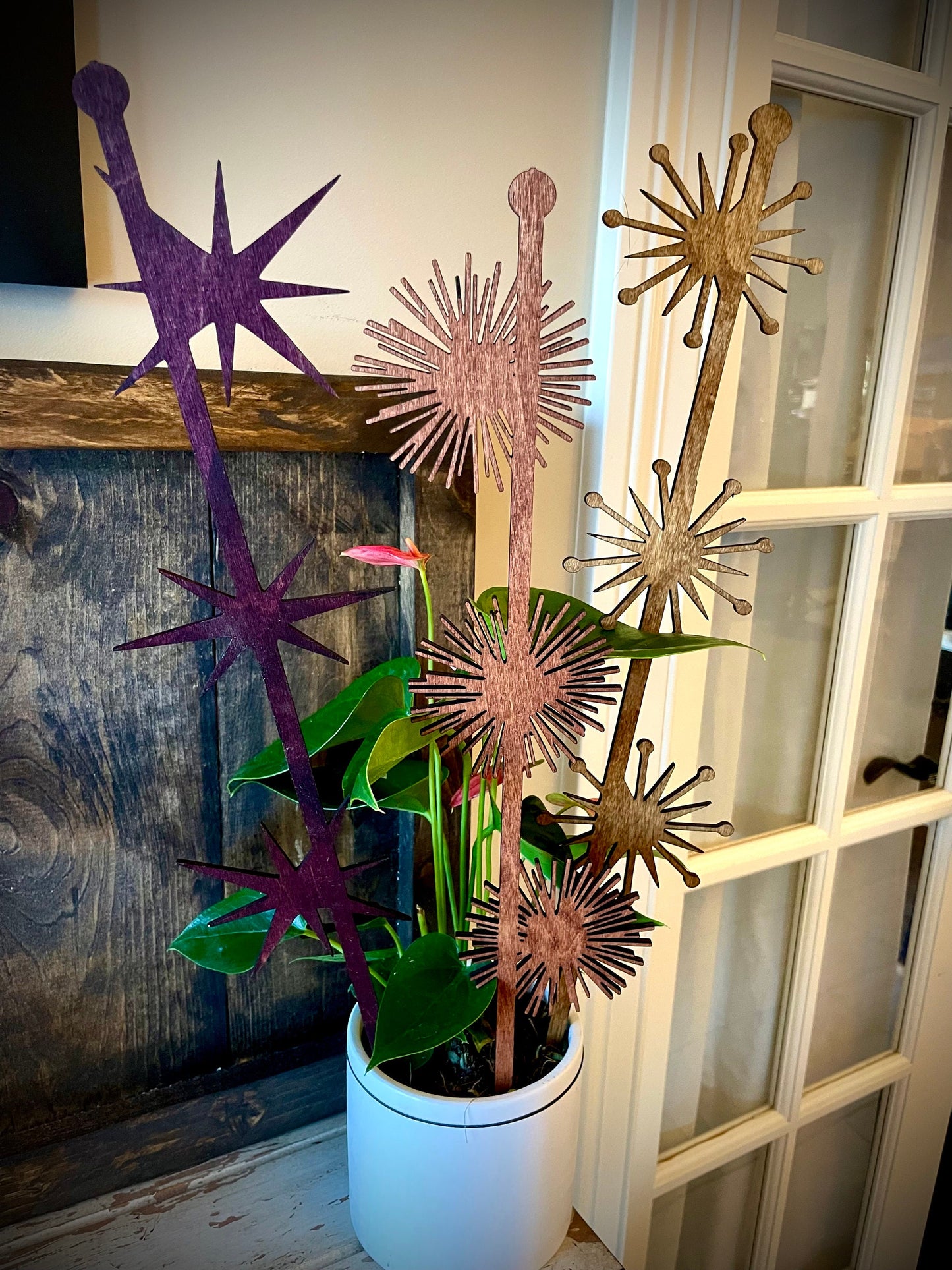 GIANT 18" Mid Century Modern Atomic Starburst Boho Indoor Plant Trellis | 3 Styles | Multiple Finishes