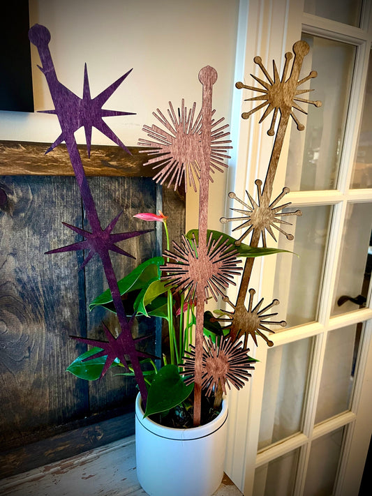 GIANT 18" Mid Century Modern Atomic Starburst Boho Indoor Plant Trellis | 3 Styles | Multiple Finishes