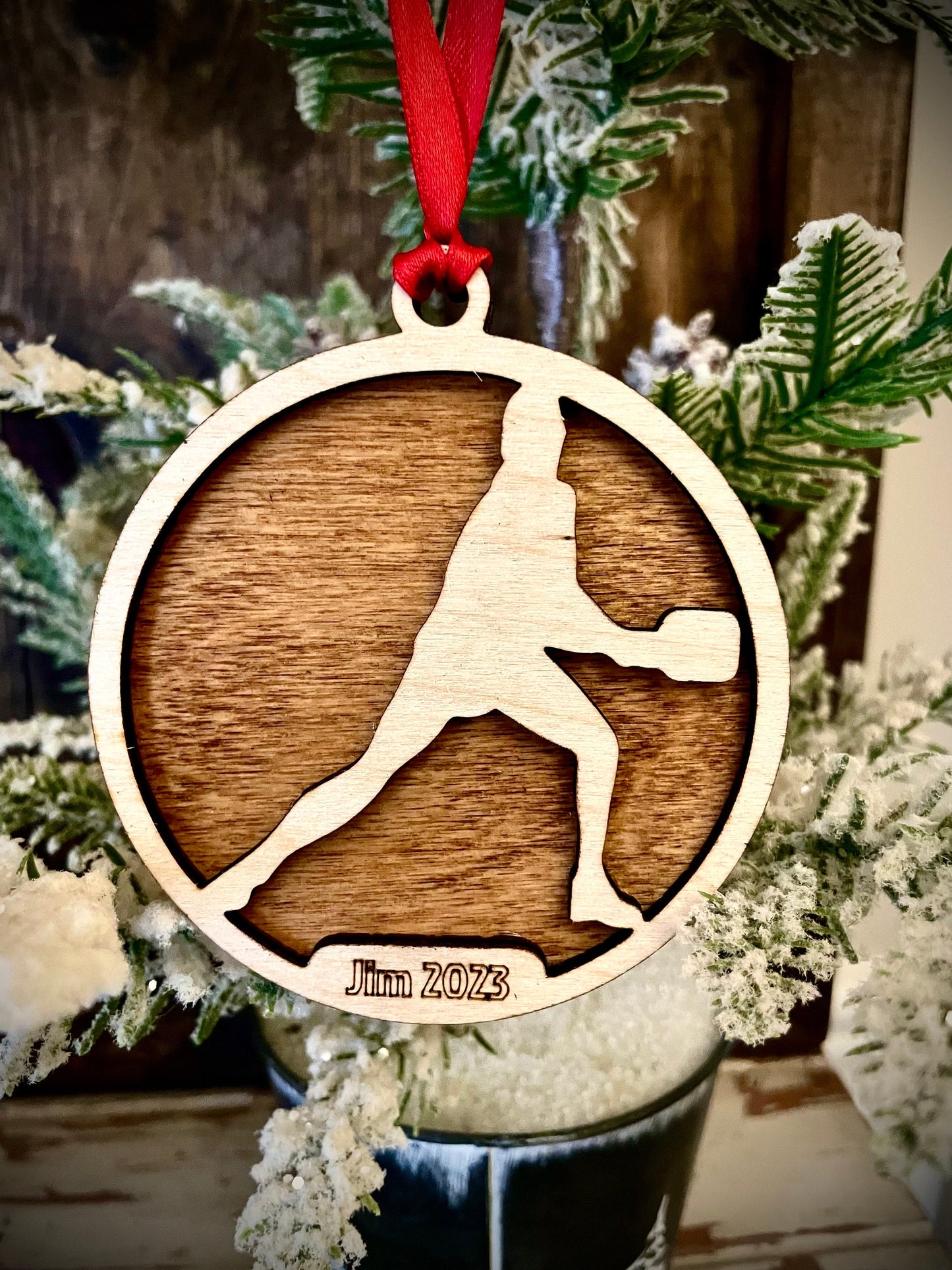 Pickleball Player Personalized 2-Layer Wood Christmas Ornament & Gift Tag | Multiple Finishes | Pickleball Gift (#7)