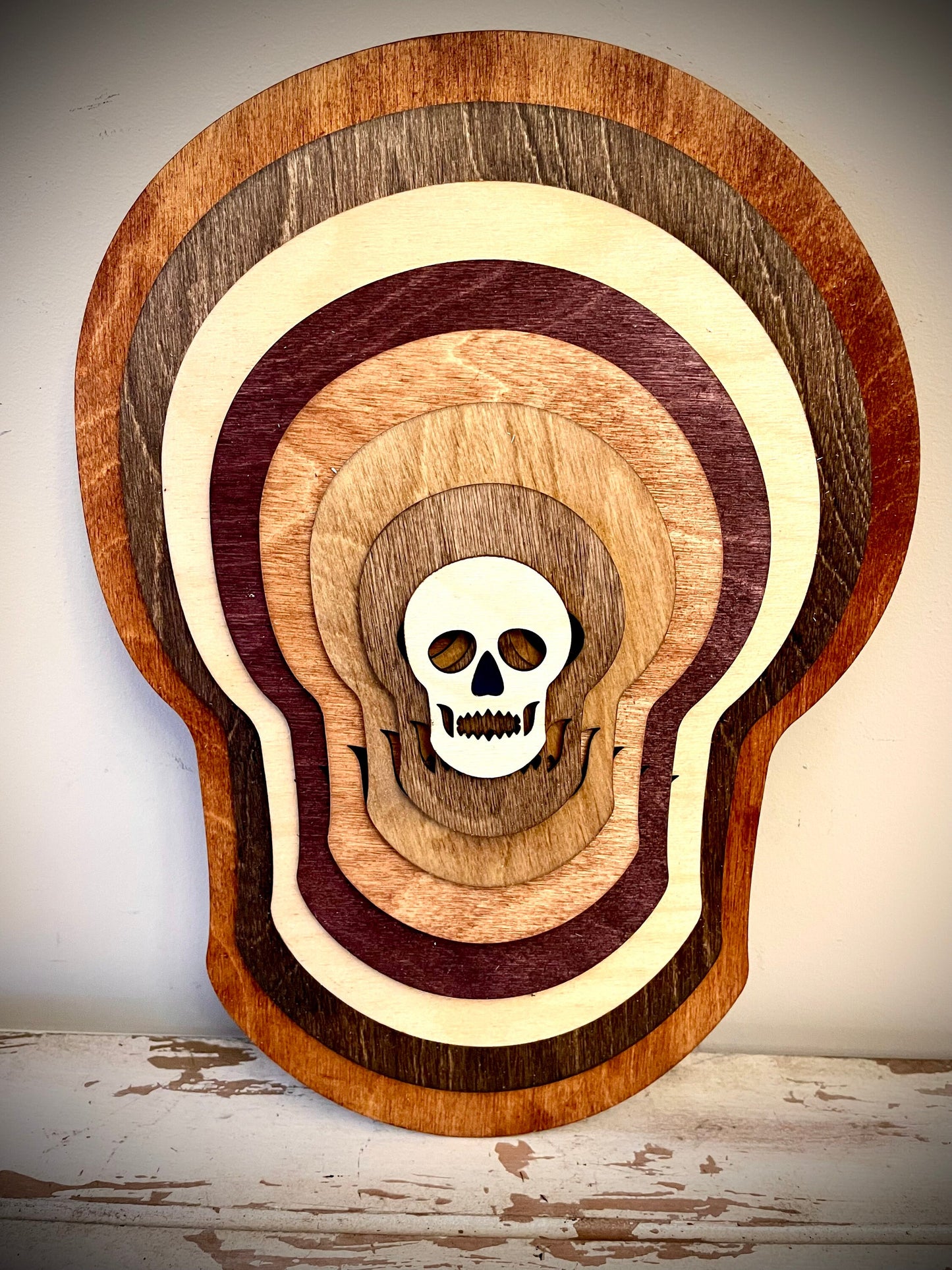 Stacked Skulls 3D Wood Table & Wall Art | Multi-Color