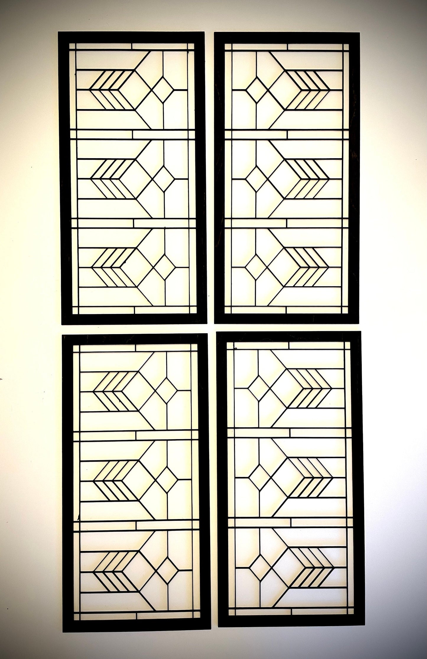 Boho Modern Art Deco Art Deco Geometry wood wall art, 4 panel in multiple sizes and finishes, decor wall art original D