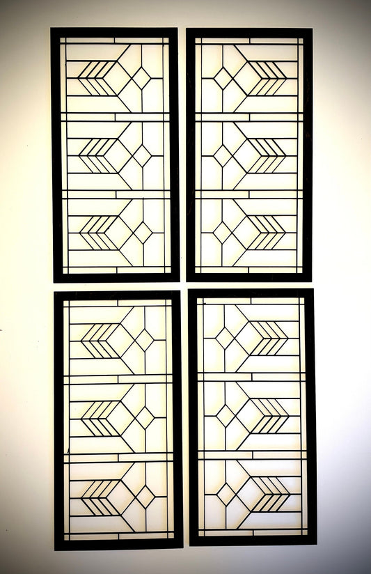 Boho Modern Art Deco Art Deco Geometry wood wall art, 4 panel in multiple sizes and finishes, decor wall art original D