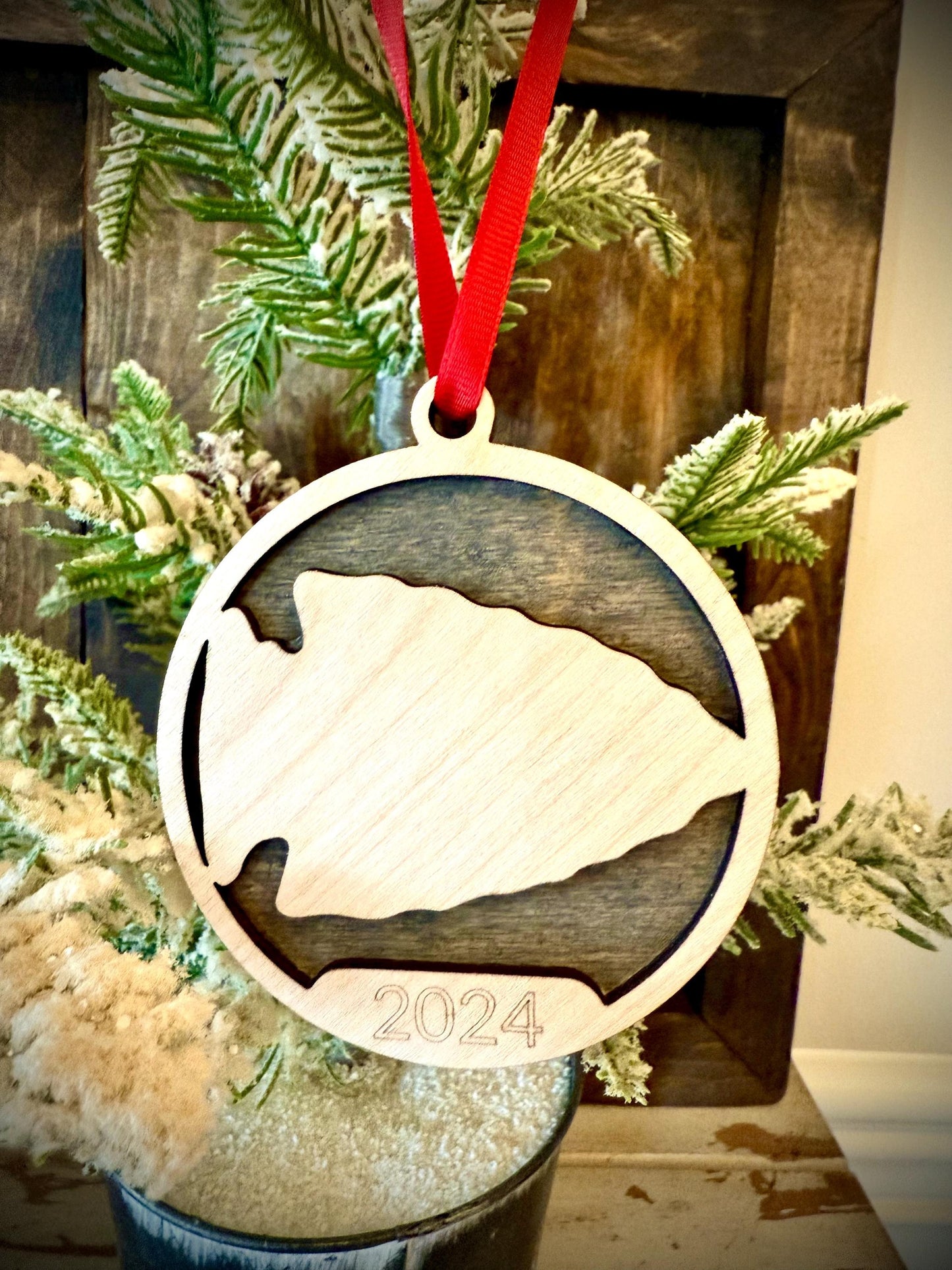 Arrowhead Fossil Personalized 2-Layer Wood Christmas Ornament & Gift Tag | Multiple Finishes | Nature Gift