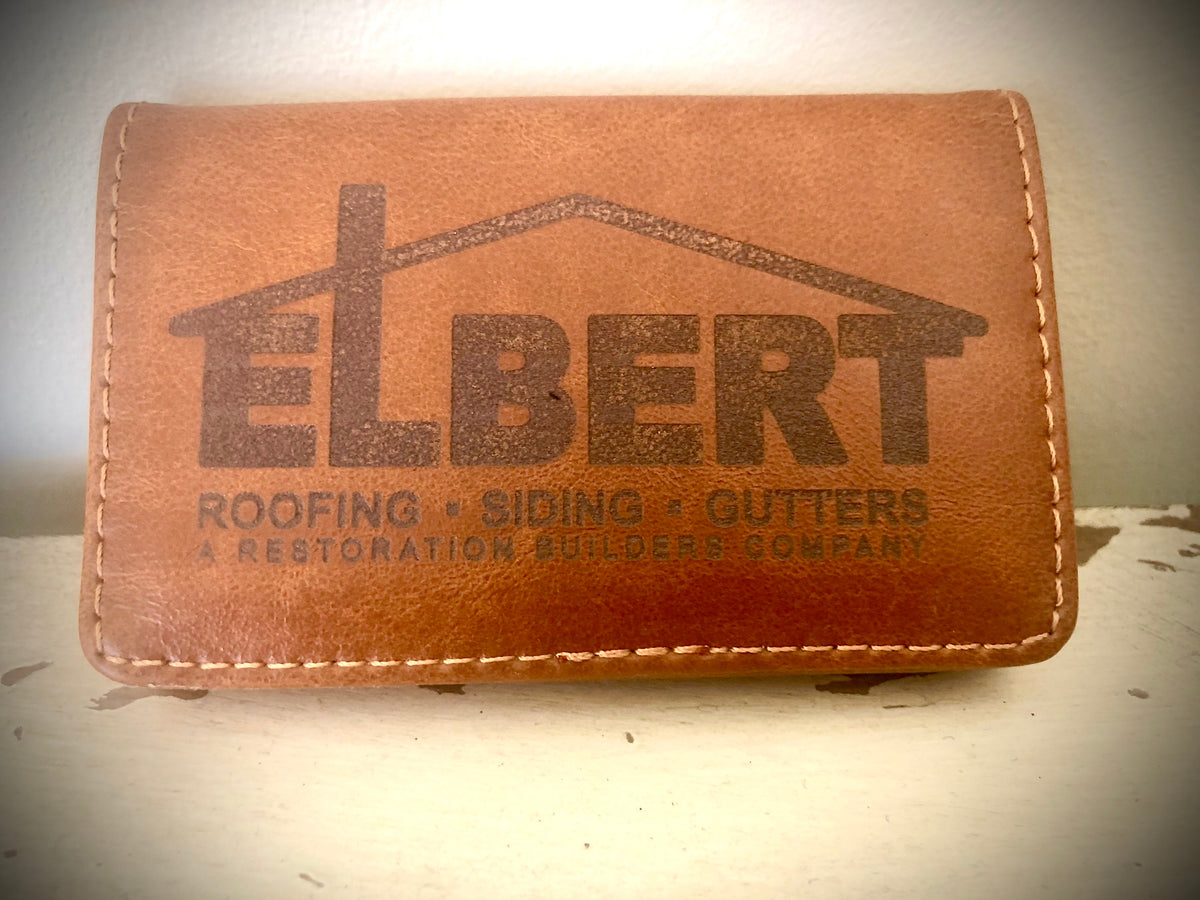Custom Monogram or Logo Leather Business Card Case | Light Brown, Dark Brown or Navy Blue