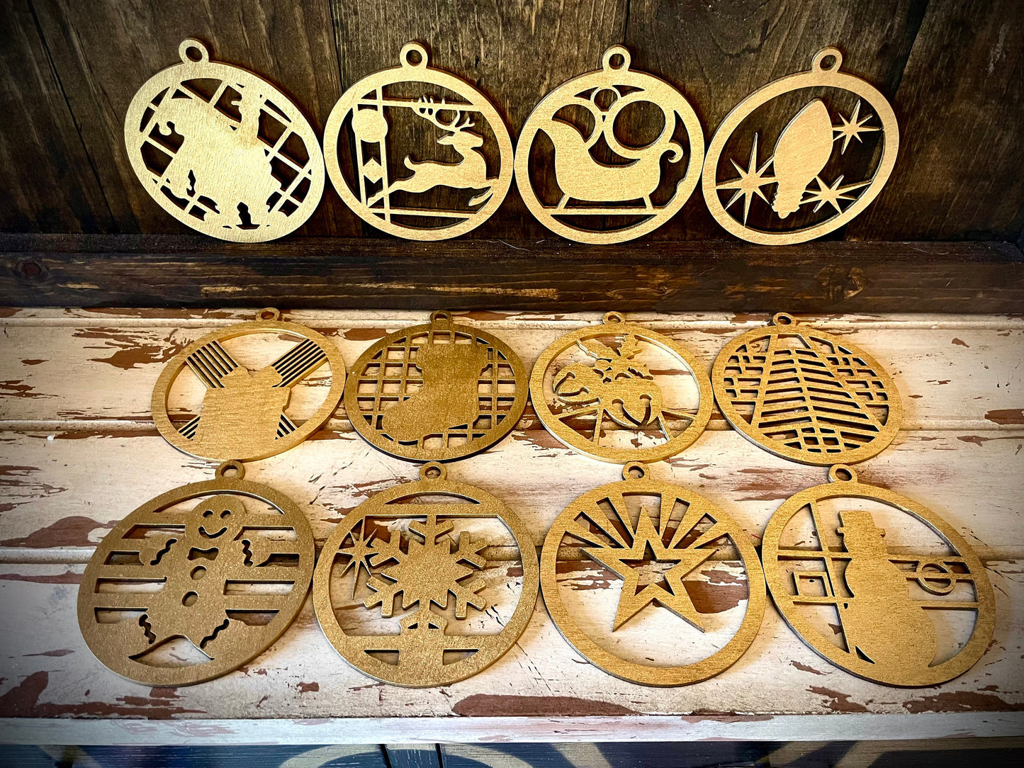 Symbols of Christmas Art Deco Reindeer Wood Ornament | Gold & 14 Other Finishes | Holiday Gift