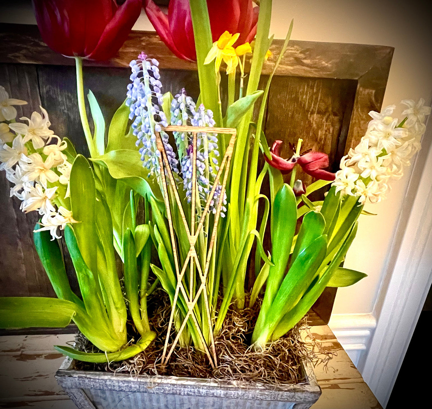 Mid Century Modern Boho Indoor Plant Trellis | Multiple Sizes & Finishes | Style B