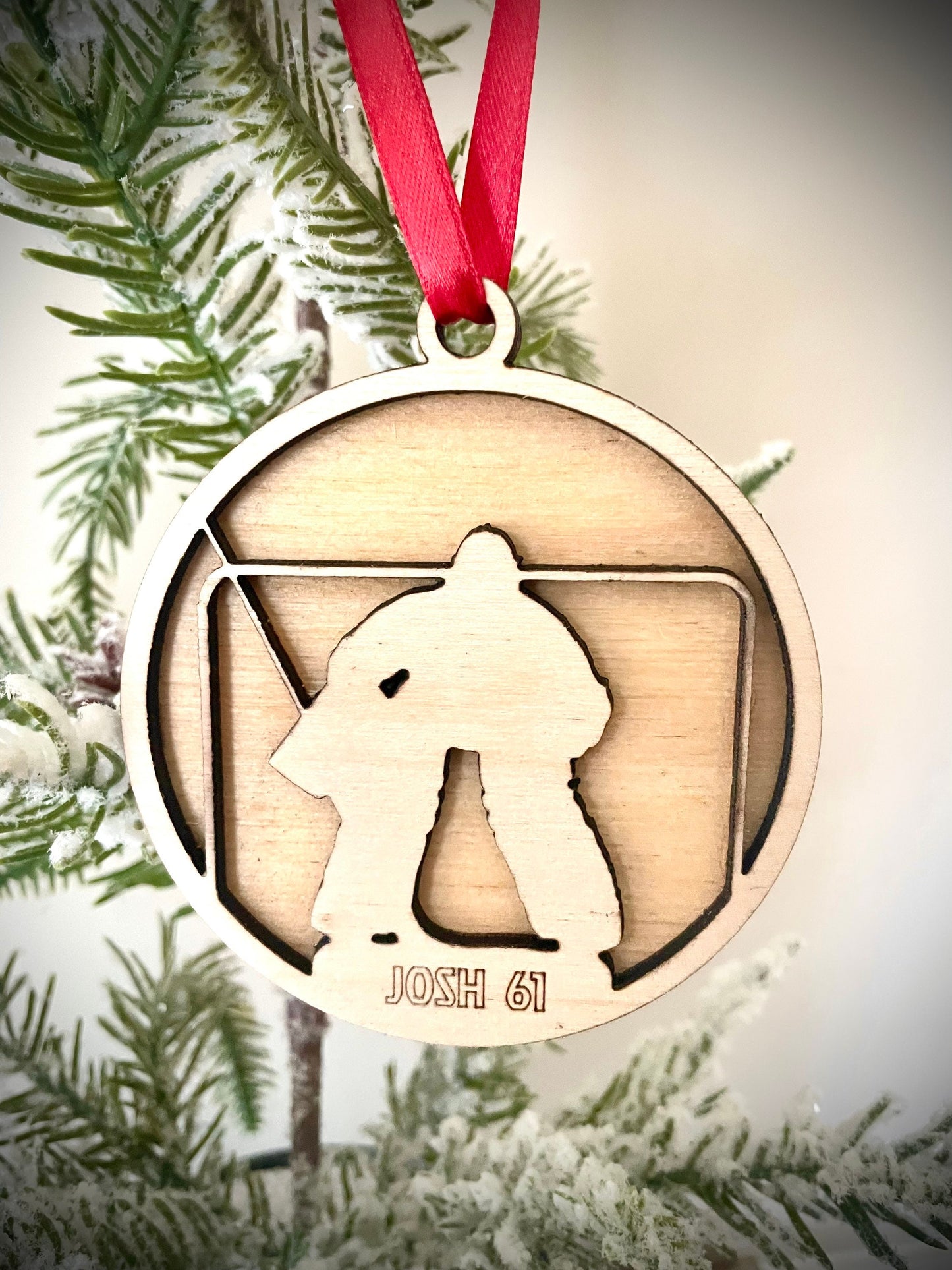 Hockey Goalie Personalized 2-Layer Wood Christmas Ornament & Gift Tag | Multiple Finishes | Hockey Gift (#1)