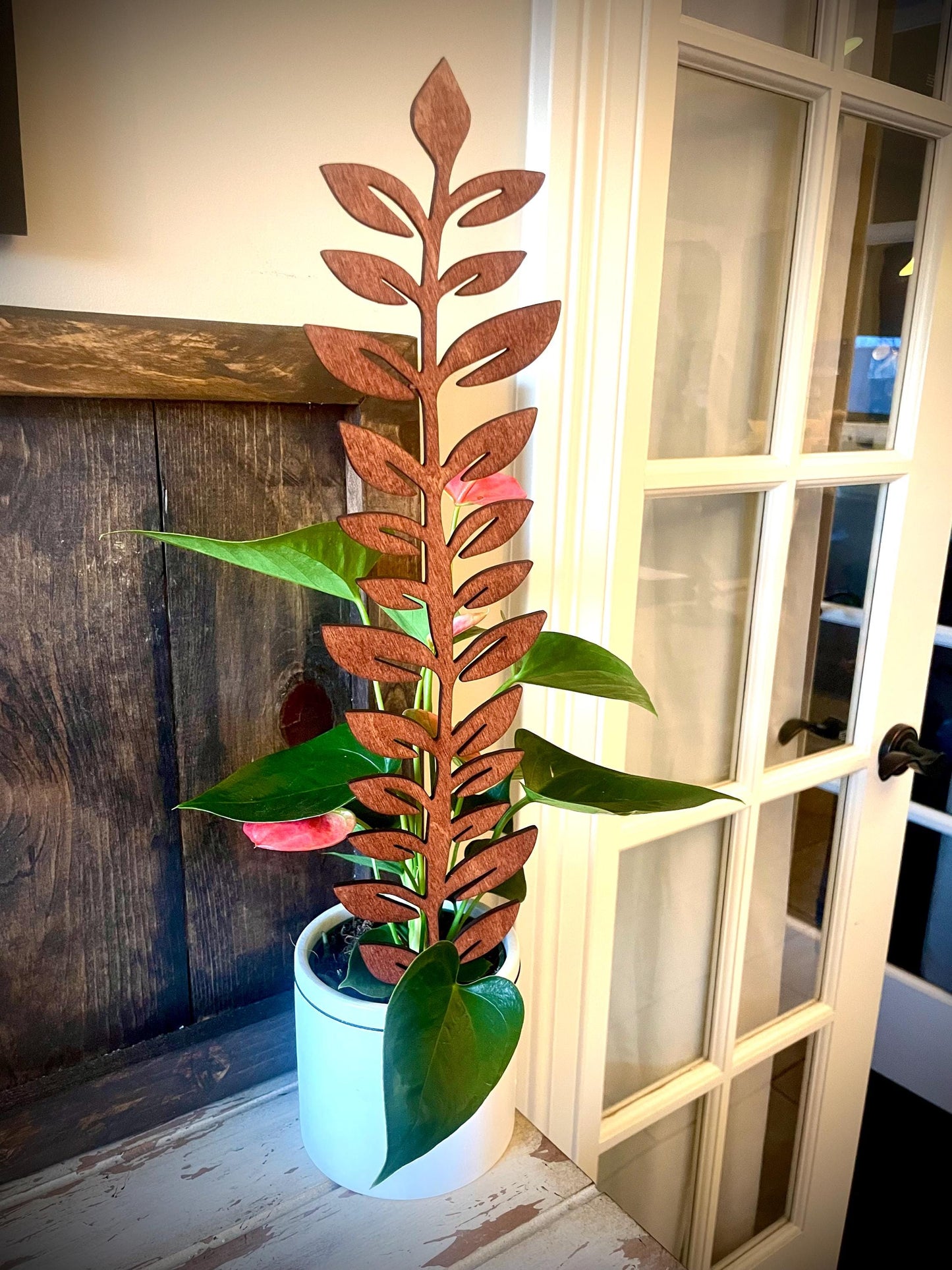 GIANT 18" Boho Indoor Plant Trellis | Leafy Vine | Multiple Finishes & Thicknesses