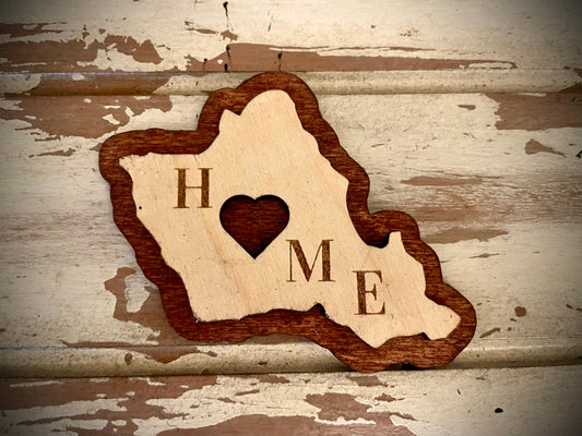 Hawaii - Oahu HOME 2-Layer Wood Refrigerator Magnet | 12 Finishes | State Pride Gift