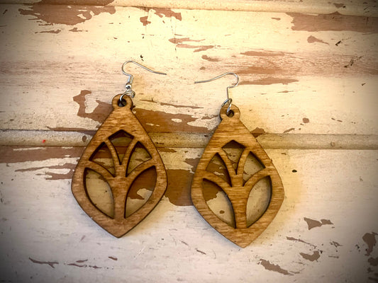 Tree Wood Dangle Earrings | 3 Sizes, 12 Finishes | Nature-Inspired Jewelry