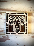 Boho Art Deco Goat 2-Layer Square Wood Magnet | 12 Finishes | Boho Gift