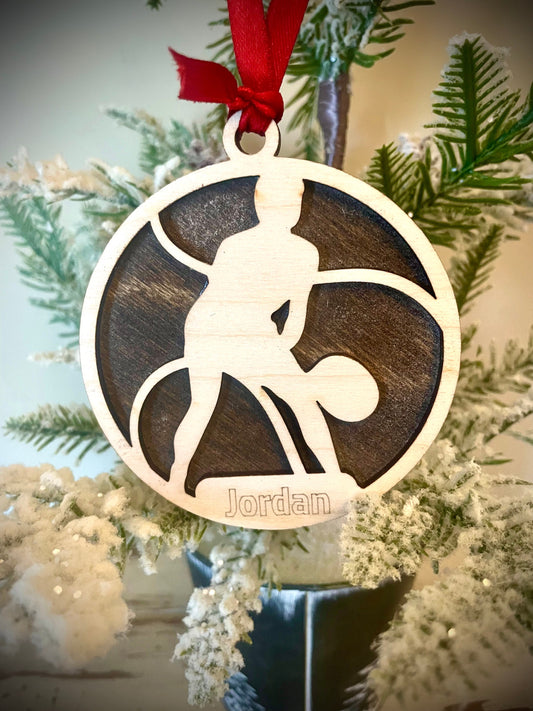 Tennis Player Personalized 2-Layer Wood Christmas Ornament & Gift Tag | Multiple Finishes | Tennis Gift (#11)