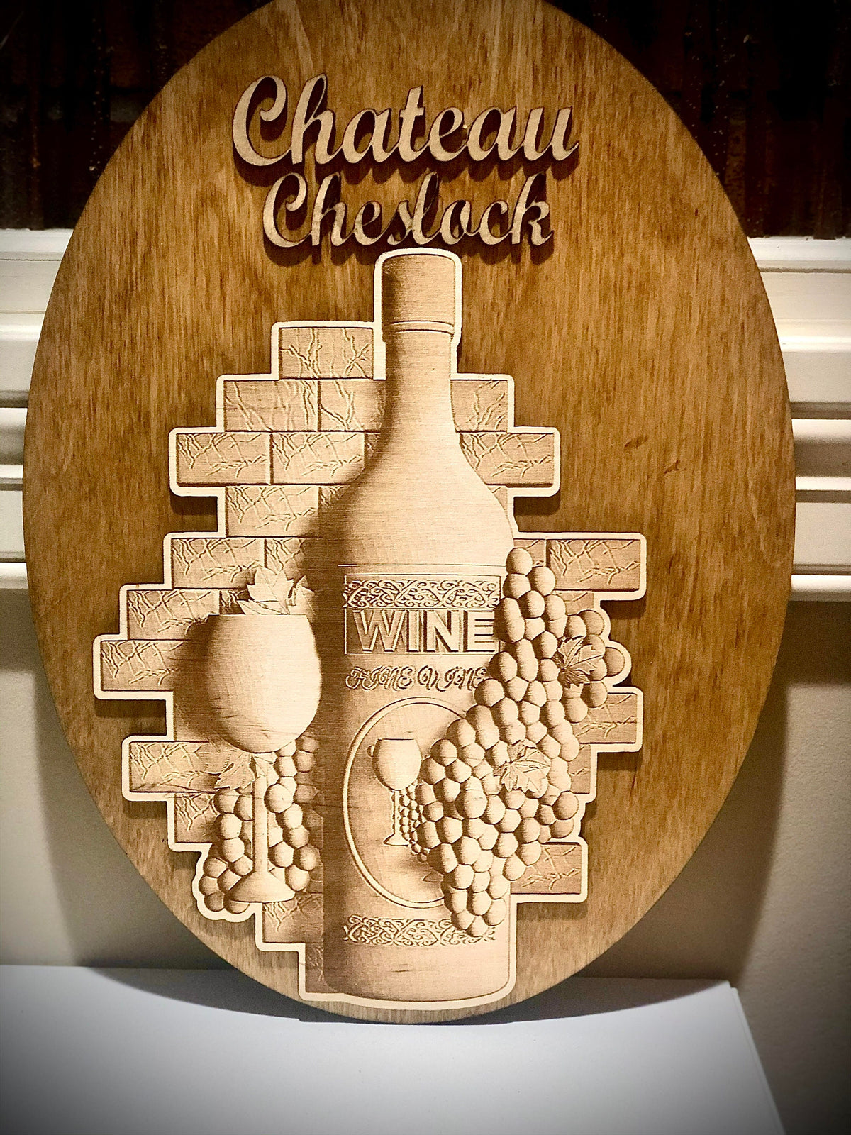 Custom Chateau Wine Bar Sign | 3D Engraved Wood | Bar & Wine Room Decor