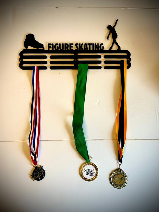 Wood Figure Skating Medal Holder & Display | 12 Finishes | Skating Gift