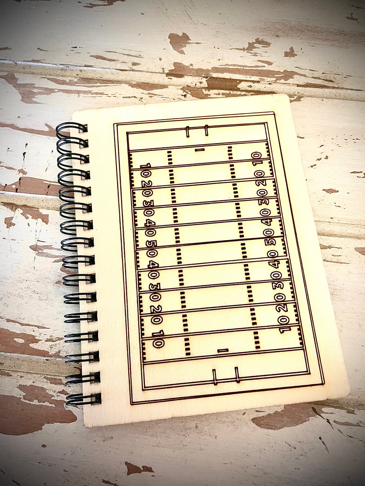 Football Field Wood Cover Spiral Notebook | Team Gift | Senior Night