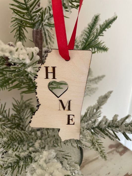 Mississippi HOME Wood Ornament & Gift Tag | 12 Finishes | State Pride Gift