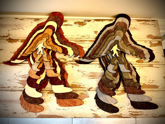 Stacked Yeti / Bigfoot / Sasquatch 3D Wood Table & Wall Art | Multi-Color