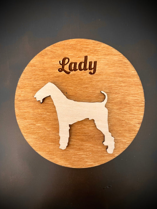 Airedale Terrier Dog Breed Wood Refrigerator Magnet | 12 Finishes | Dog Lover Gift