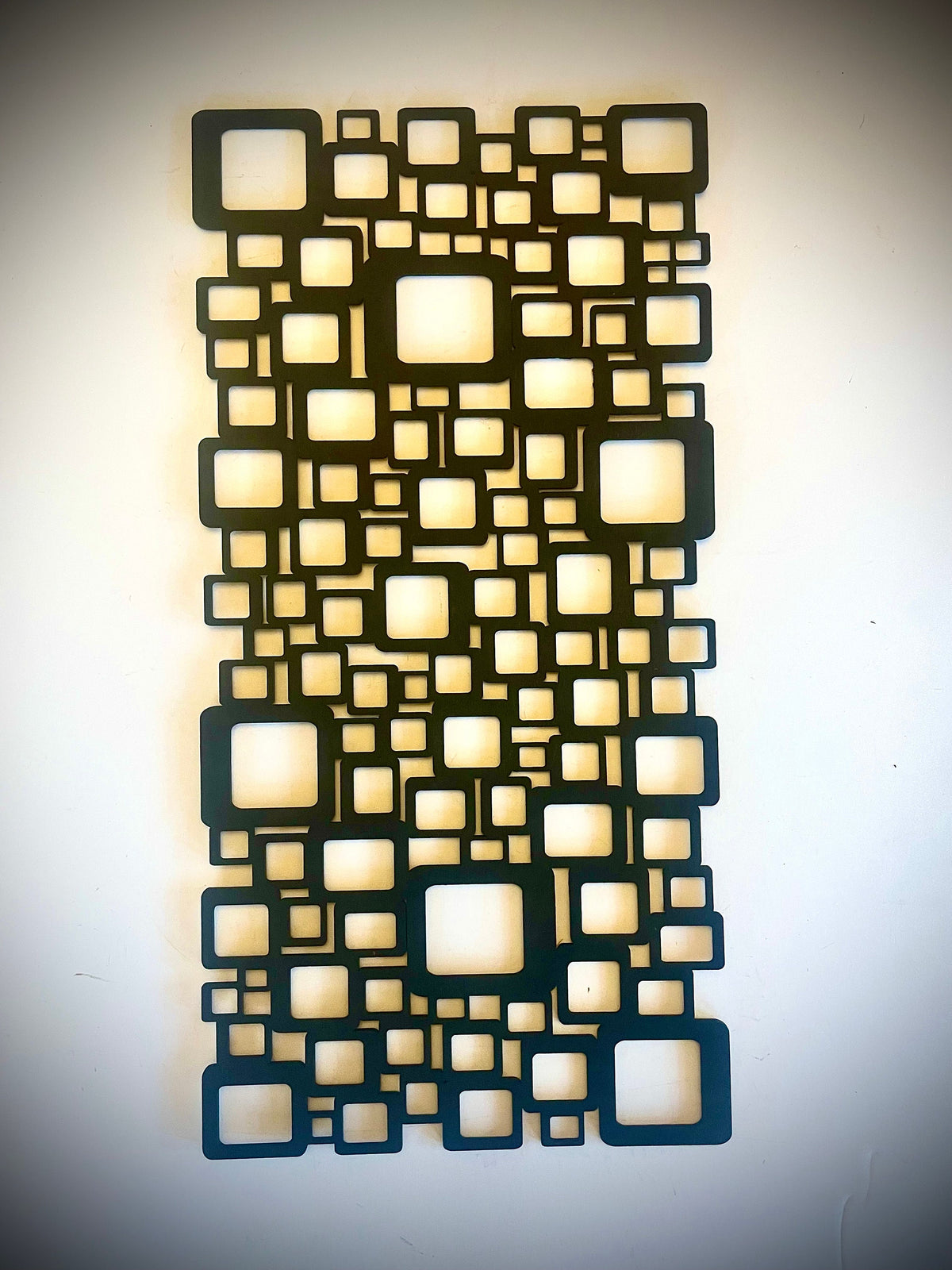Boho Modern Geometric Shapes Triangles, Squares & Circles wood wall art 3-panel set — detail view