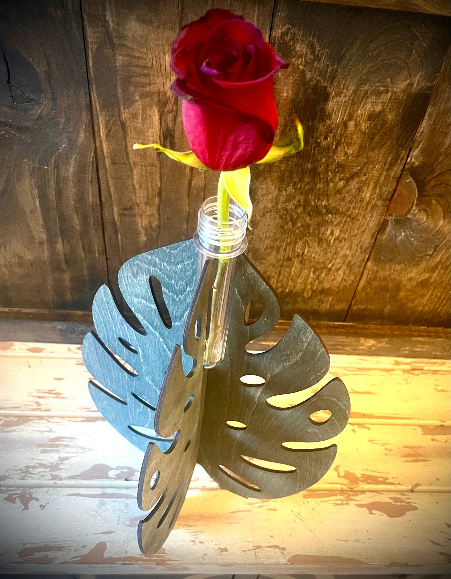Boho Monstera Leaf Wood Propagation & Bud Vase | 4 Sizes | 12 Finishes