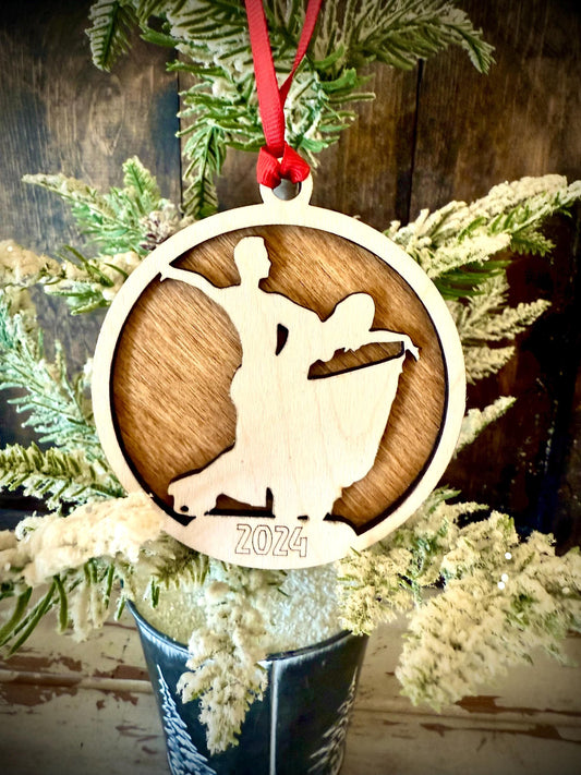Ballroom Dancing Couple Personalized 2-Layer Wood Christmas Ornament & Gift Tag | Multiple Finishes | Dance Gift (#1)