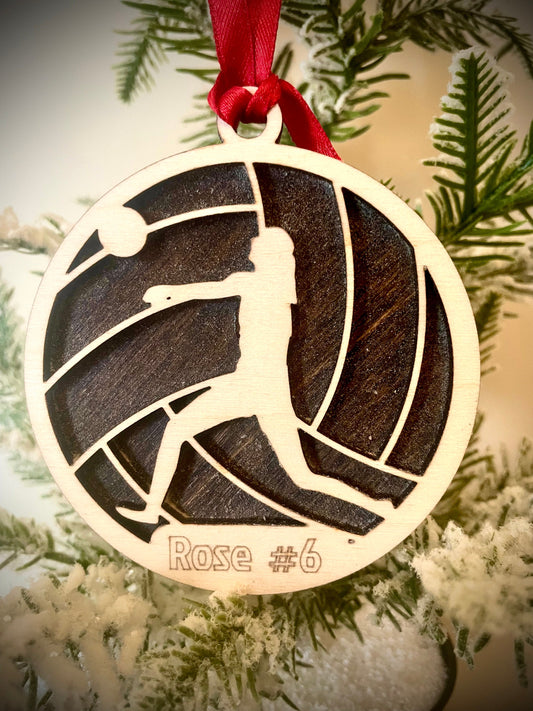 Volleyball Player Personalized 2-Layer Wood Christmas Ornament & Gift Tag | Multiple Finishes | Volleyball Gift (#10)