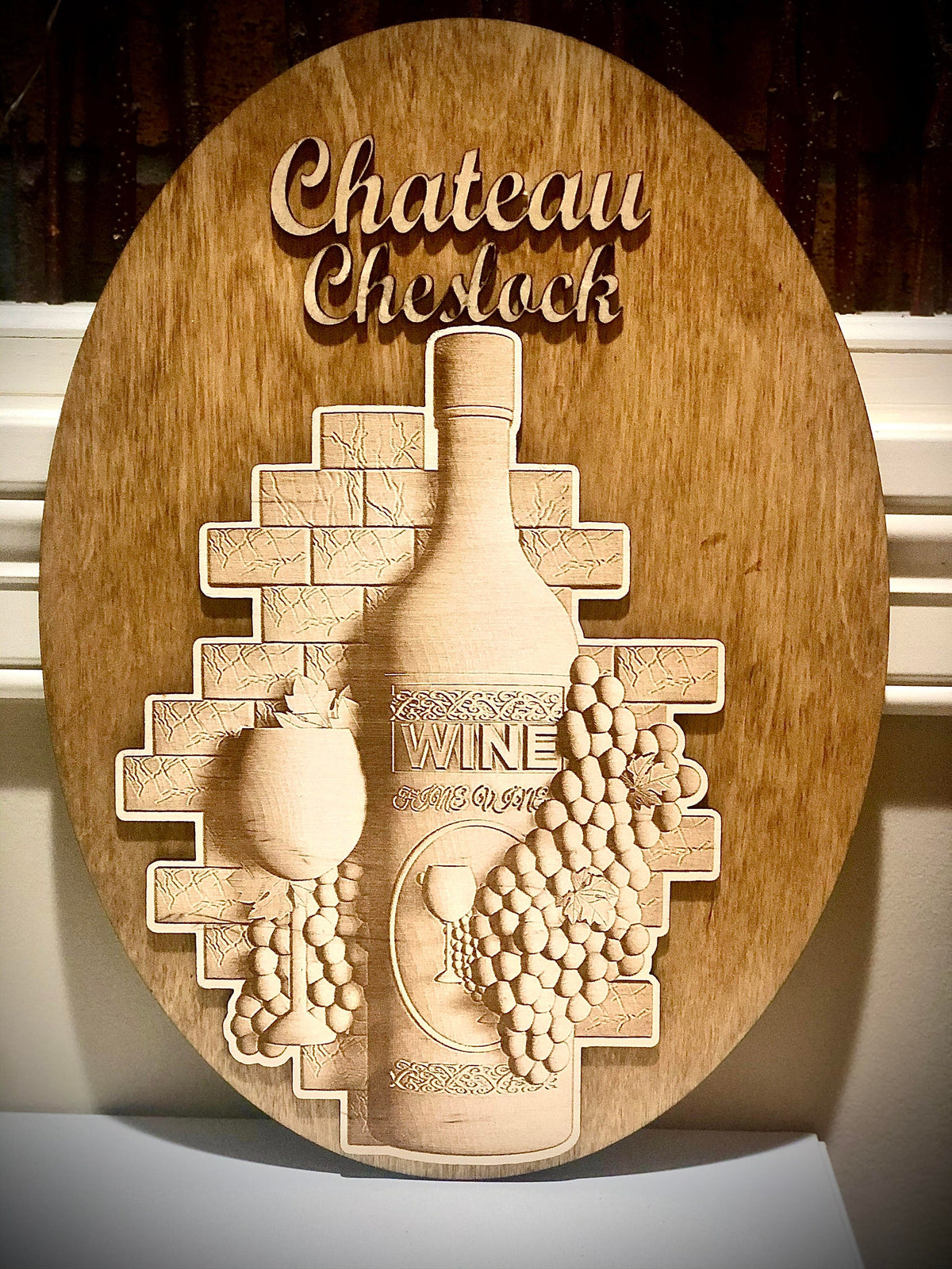 Custom Chateau Wine Bar Sign | 3D Engraved Wood | Bar & Wine Room Decor