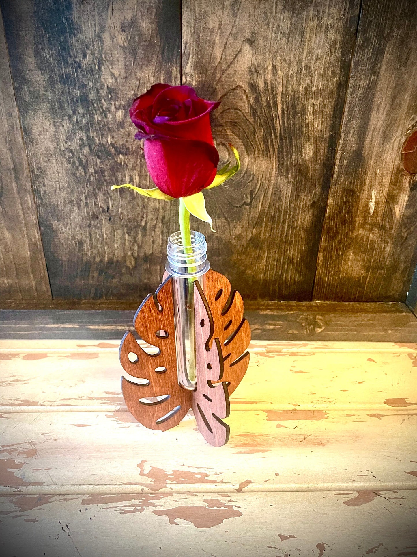 Boho Monstera Leaf Wood Propagation & Bud Vase | 4 Sizes | 12 Finishes