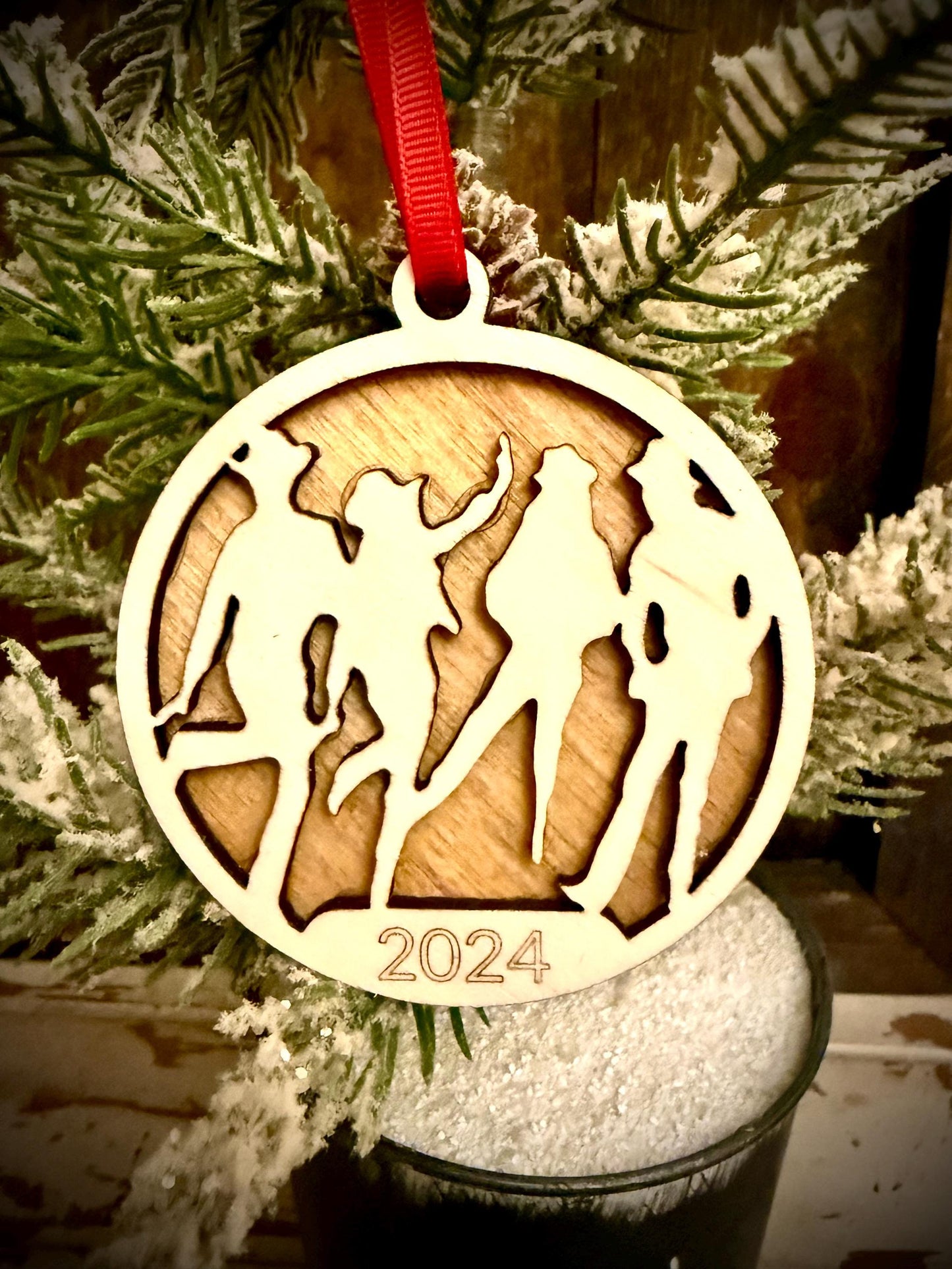 Line Dancers Personalized 2-Layer Wood Christmas Ornament & Gift Tag | Multiple Finishes | Dance Gift