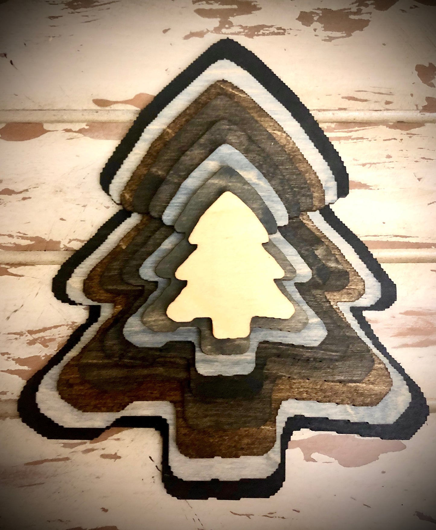 Stacked Christmas Tree 3D Wood Table & Wall Art | Multi-Color | Holiday Decor