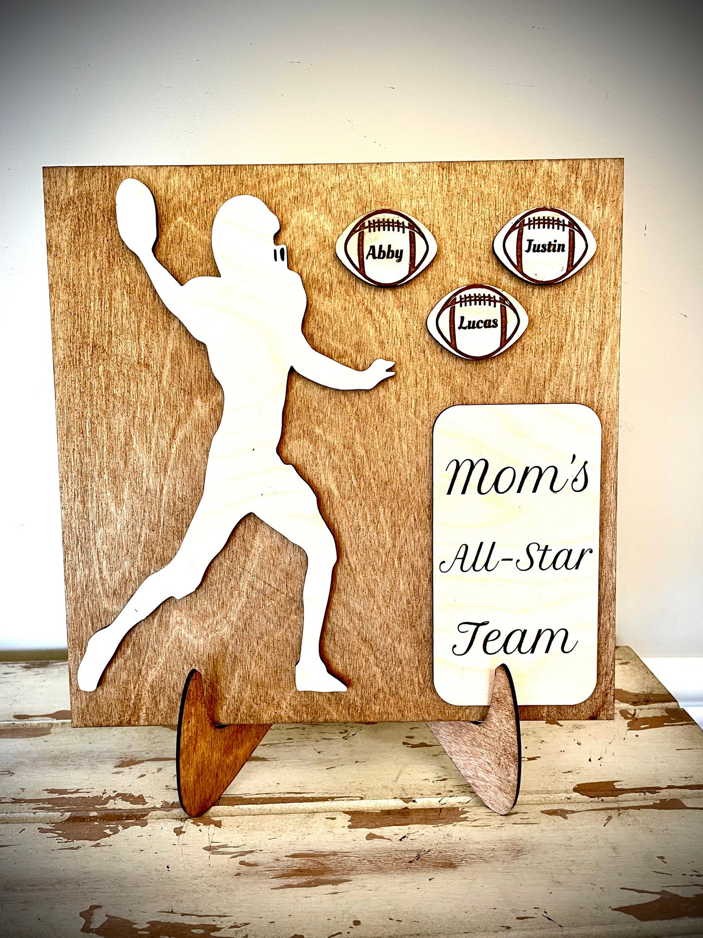 Custom Football Wood Plaque | Mother's Day, Birthday & Christmas Gift