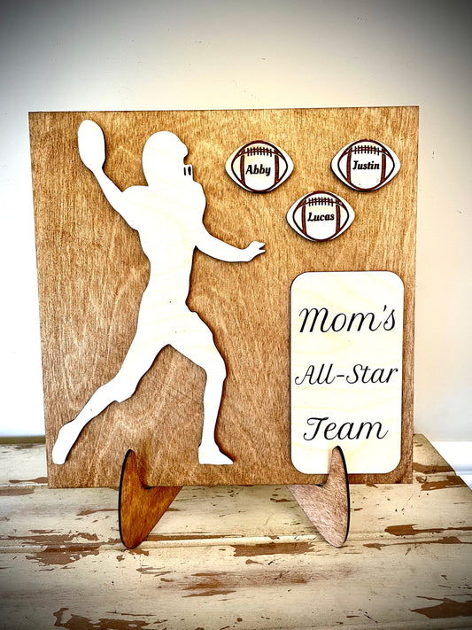 Custom Football Wood Plaque | Mother's Day, Birthday & Christmas Gift