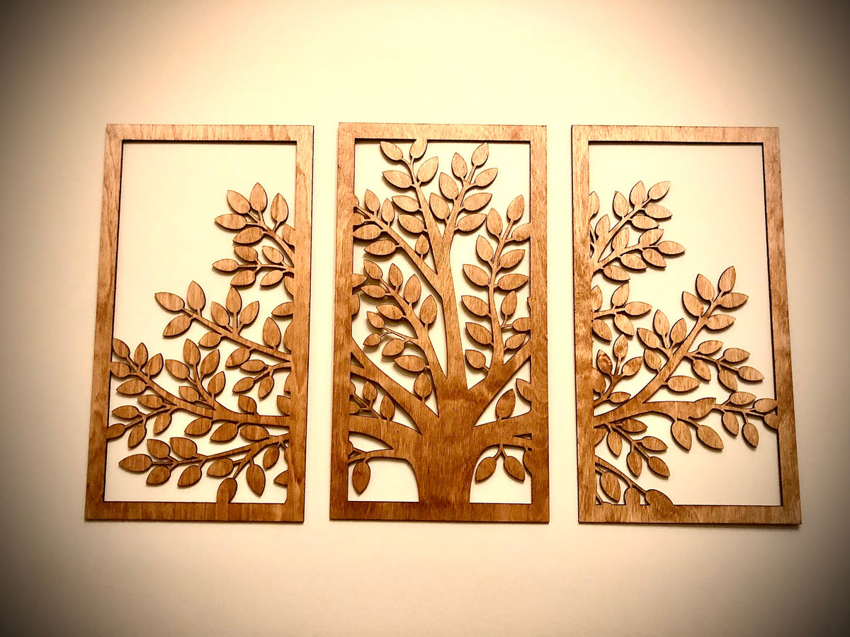 Boho Tree of Life Wood Wall Art | 3-Panel Set | Multiple Sizes & Finishes