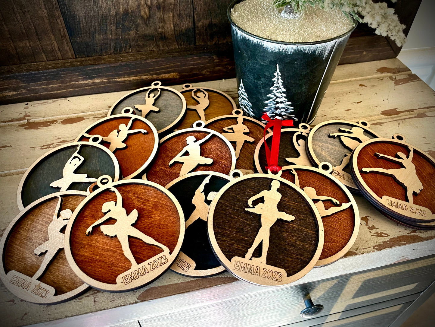 Ballet Dancer Personalized 2-Layer Wood Christmas Ornament & Gift Tag | Multiple Finishes | Dance Gift (#11)