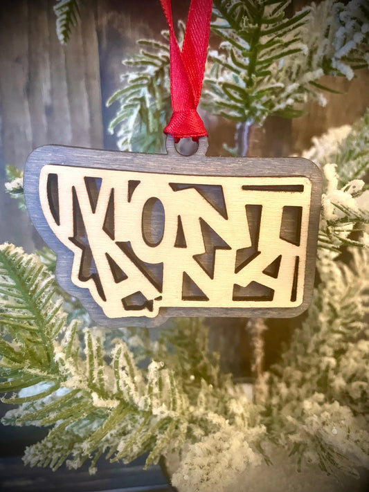 Montana Word Art Wood Ornament & Gift Tag | 12 Finishes | State Pride Gift