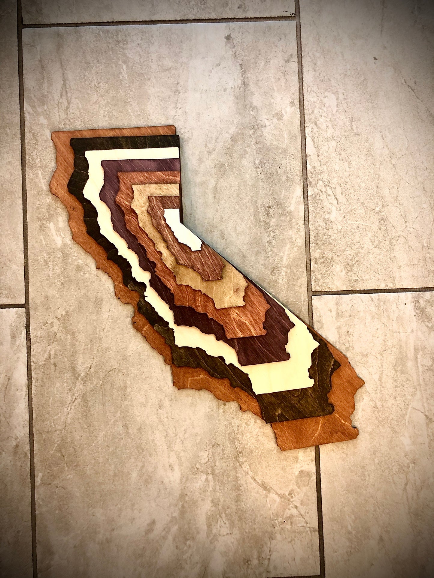 California Stacked State 3D Wood Table & Wall Art | Multi-Color